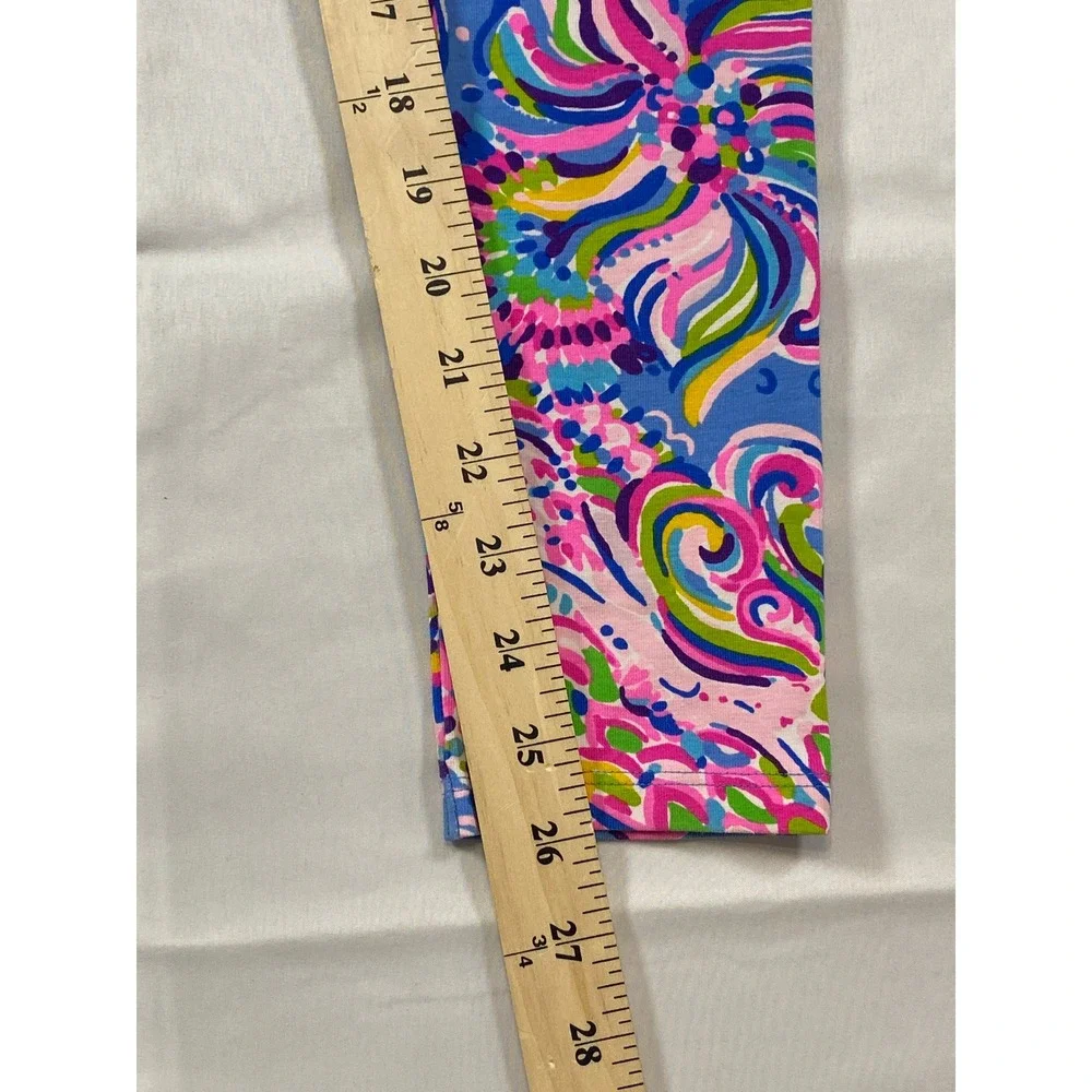 Lilly Pulitzer Girls XL 12-14‎ Blue Pink Paisley Floral Print Leggings Pants